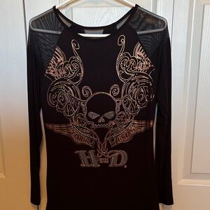 Harley-Davidson Black Long Sleeve with Skull and Wing Design